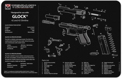 BECK TEK, LLC (TEKMAT) TEKR20GLOCK4243 Glock 42/43 Ultra Premium Cleaning Mat Pa