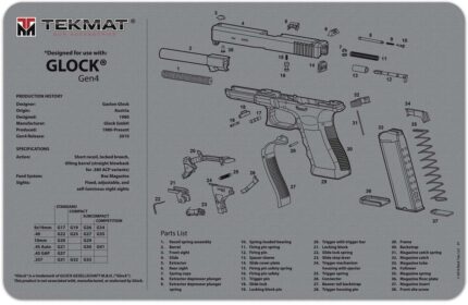 BECK TEK, LLC (TEKMAT) TEKR20GLOCKG4GY Glock Ultra Premium 15"x20"x.25"