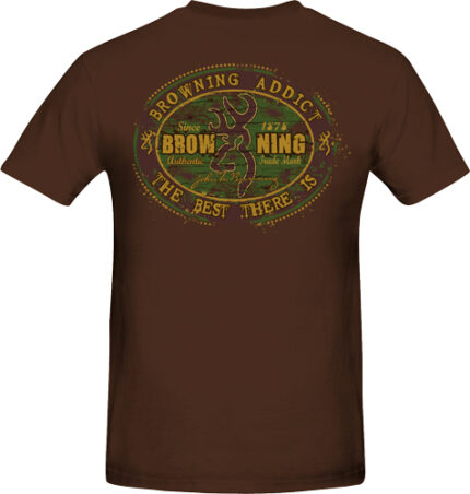 Bg Men's T-shirt "browning Addict" Small Brown W/logo<