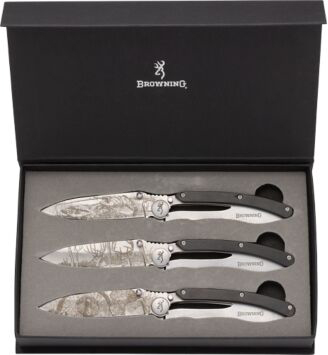 Browning Sportsman Collection 3 Folding Knives With Box