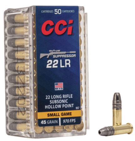 CCI Ammunition 22 Suppressor .22 Long Rifle 45 Grain Lead Hollow Point Rimfire Ammunition