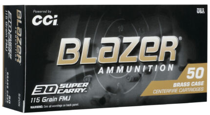CCI Ammunition Blazer .30 Super Carry 115 Grain FMJ Brass Centerfire Pistol Ammunition