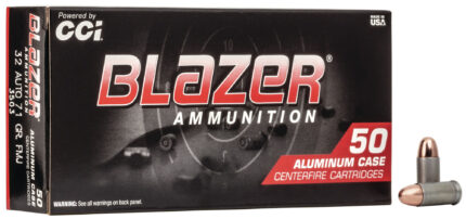 CCI Ammunition Blazer Aluminum .32 ACP 71 Grain Full Metal Jacket Centerfire Pistol Ammunition