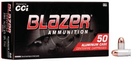 CCI Ammunition Blazer Aluminum .380 ACP 95 Grain Full Metal Jacket Centerfire Pistol Ammunition
