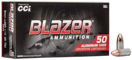 CCI Ammunition Blazer Aluminum 9mm Luger 115 Grain Full Metal Jacket Centerfire Pistol Ammunition