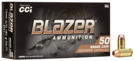 CCI Ammunition Blazer Brass 10mm Auto 180 Grain Full Metal Jacket Centerfire Pistol Ammunition