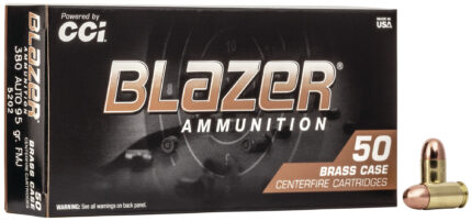 CCI Ammunition Blazer Brass .380 ACP 95 Grain Full Metal Jacket Centerfire Pistol Ammunition