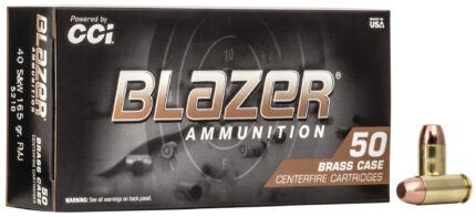 CCI Ammunition Blazer Brass .40 S&W 165 Grain Full Metal Jacket Centerfire Pistol Ammunition