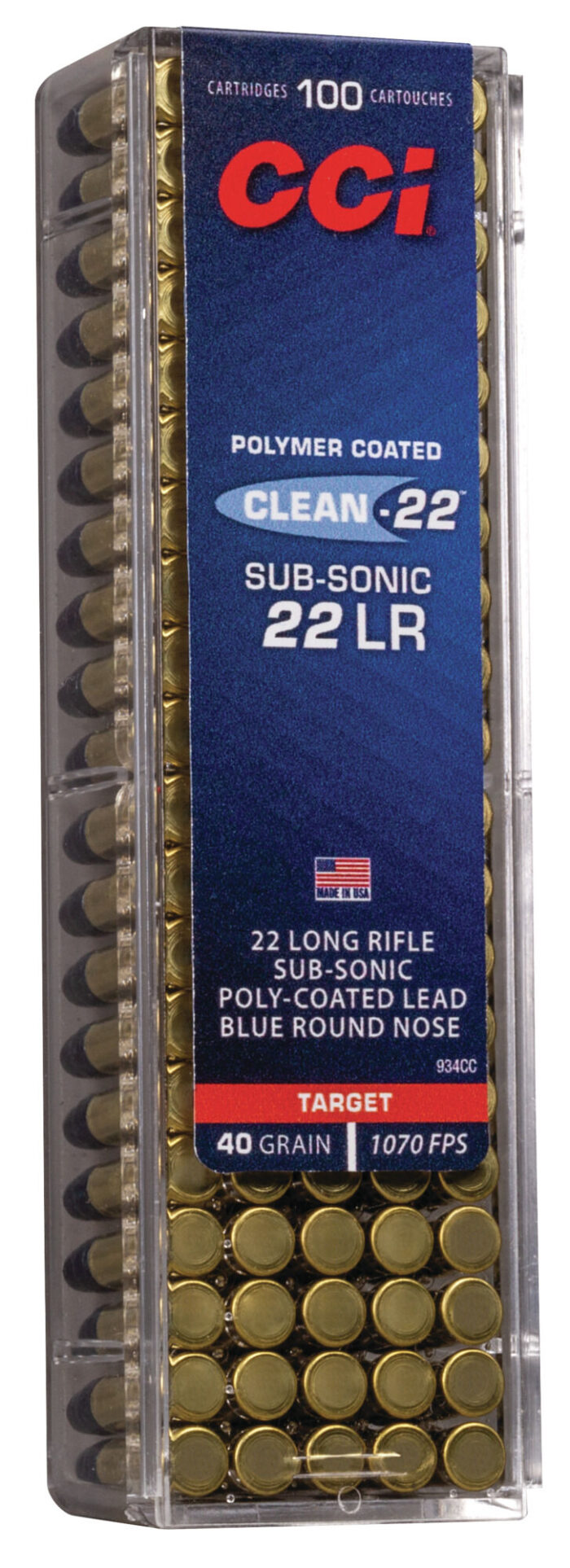 CCI Ammunition Clean-22 Pink/Blue .22 Long Rifle 40 Grain Lead Round Nose Rimfire Ammunition