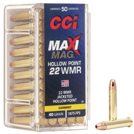 CCI Ammunition Maxi-Mag .22 Winchester Magnum Rimfire 40 Grain Jacketed Hollow Point Rimfire Ammunition