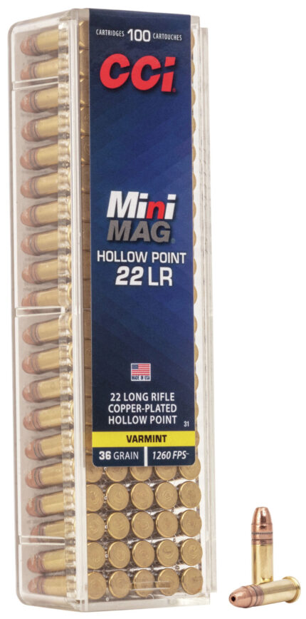 CCI Ammunition Mini-Mag .22 Long Rifle 36 Grain Copper Plated Hollow Point Rimfire Ammunition