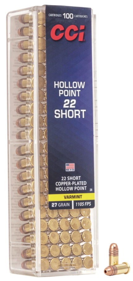 CCI Ammunition Short Hollow Point .22 Short 27 Grain Copper Plated Hollow Point Rimfire Ammunition