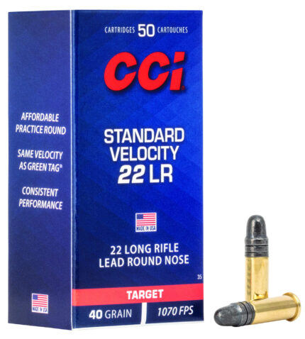 CCI Ammunition Standard Velocity .22 Long Rifle 40 Grain Lead Round Nose Rimfire Ammunition
