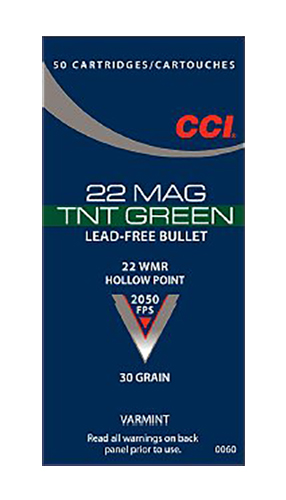 CCI Ammunition TNT Green .22 Winchester Magnum Rimfire 30 Grain Hollow Point Brass Cased Rimfire Rifle Ammunition