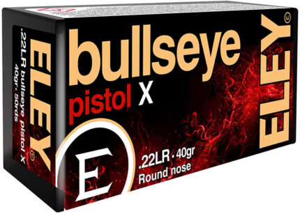 Eley Ammunition Bullseye Pistol X .22LR 40 Grain Lead Round Nose Brass Rimfire Ammunition
