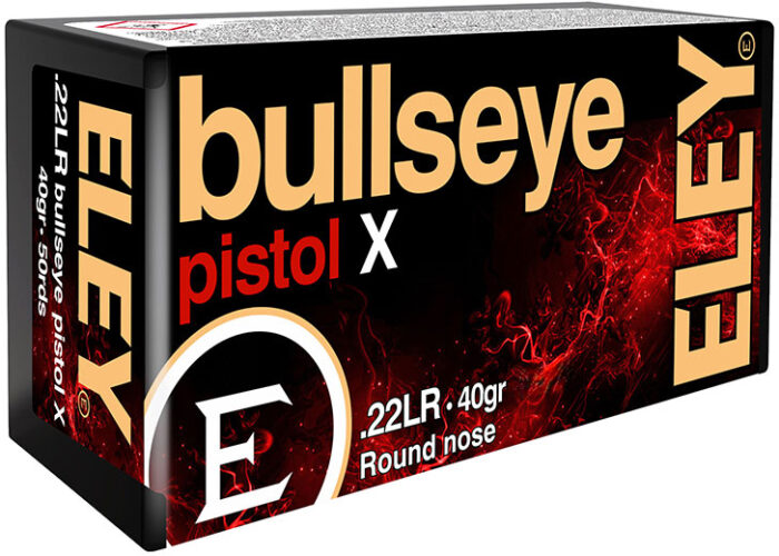 Eley Ammunition Bullseye Pistol X .22LR 40 Grain Lead Round Nose Brass Rimfire Ammunition