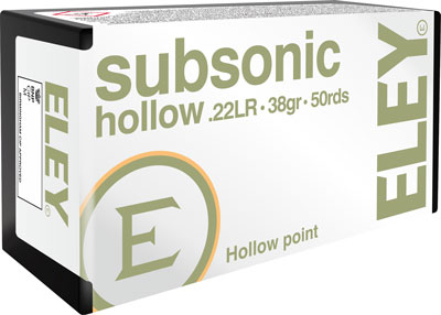 Eley Ammunition Eley Ammo Subsonic .22lr 38gr. Hollow Point