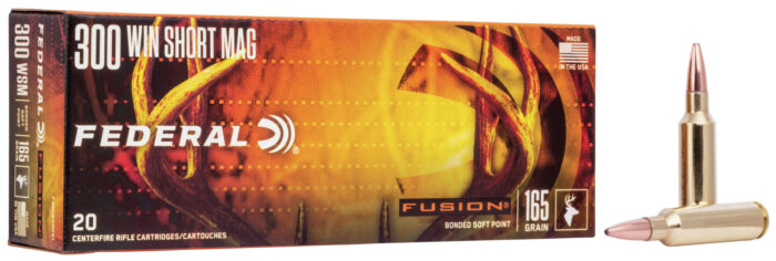 Federal Fusion .300 Winchester Short Magnum 165 Grain Soft Point Brass Cased Centerfire Rifle Ammunition
