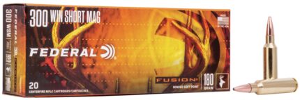 Federal Fusion .300 Winchester Short Magnum 180 Grain Soft Point Brass Cased Centerfire Rifle Ammunition
