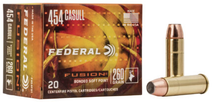 Federal Fusion Handgun 454 Casull 260 Grain Soft Point Centerfire Pistol Ammunition