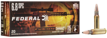 Federal Fusion MSR 6.8mm SPC 115 Grain Soft Point Centerfire Rifle Ammunition