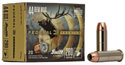 Federal Premium .44 Magnum 280 Grain Swift A-Frame Nickel-Plated Cased Centerfire Pistol Ammunition