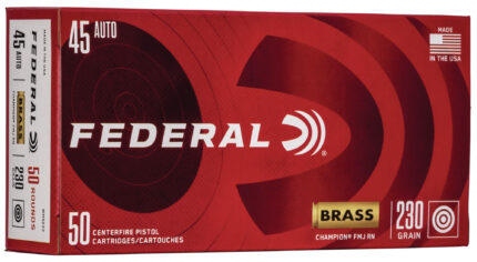 Federal Premium .45 ACP 230 Grain Full Metal Jacket Brass Casing Centerfire Pistol Ammunition