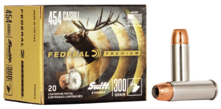 Federal Premium .454 Casull 300 Grain Swift A-Frame Nickel-Plated Cased Centerfire Pistol Ammunition