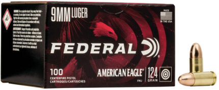 Federal Premium 9mm Luger 124 Grain FMJ Centerfire Pistol Ammunition