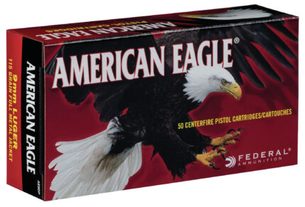 Federal Premium American Eagle Centerfire Handgun Ammunition 9 mm Luger 115 Grain Full Metal Jacket Centerfire Pistol Ammunition
