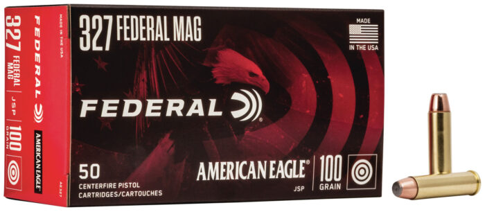 Federal Premium American Eagle Handgun 327 Federal Magnum 100 Grain Soft Jacked Point Brass Cased Centerfire Pistol Ammunition