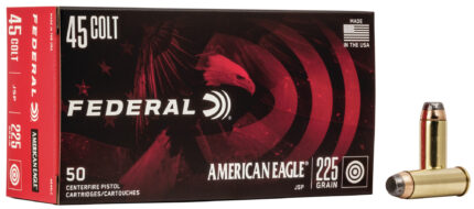 Federal Premium American Eagle Handgun 45 Colt 225 Grain Jacketed Soft Point Brass Cased Centerfire Pistol Ammunition
