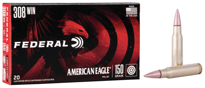 Federal Premium American Eagle Rifle 308 Win 150 Grain Full Metal Jacket Boat Tail Brass Cased Centerfire Rifle Ammunition