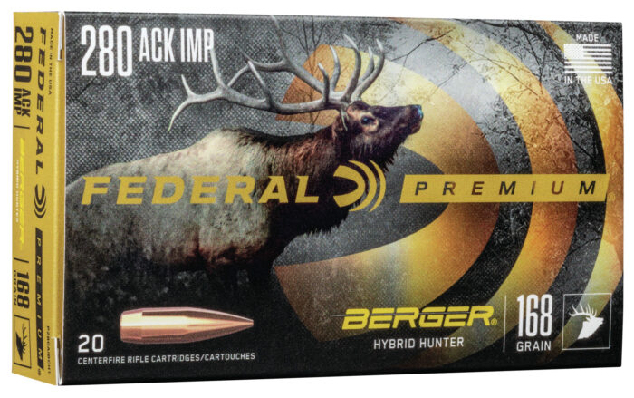 Federal Premium Berger Hybrid Hunter 280 Ackley Improved 168 Grain Berger Hybrid Centerfire Rifle Ammunition