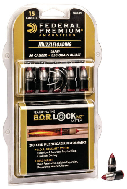 Federal Premium Lead .50 Caliber 350 Grain Lead Tipped Muzzleloader Bullets