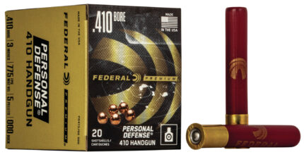 Federal Premium Personal Defense 410 Handgun 410 Bore 5 Pellet Copper Plated Lead Buckshot Pistol Ammunition