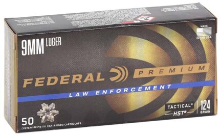 Federal Premium Personal Defense HST 9 mm Luger, 124 Grain, HST Jacketed Hollow Point, Brass Cased, Centerfire Pistol Ammunition