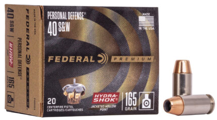 Federal Premium Personal Defense Hydra-Shok 40 S&W 165 Grain Jacketed Hollow Point Centerfire Pistol Ammunition