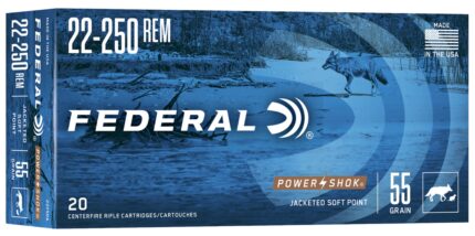 Federal Premium Power-Shok .22-250 55 Grain Jacketed Soft Point Centerfire Rifle Ammunition