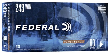 Federal Premium Power-Shok .243 Winchester 80 Grain Jacketed Soft Point Centerfire Rifle Ammunition