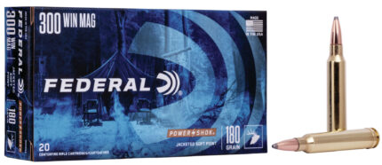 Federal Premium Power-Shok .300 Winchester Magnum 180 Grain Jacketed Soft Point Centerfire Rifle Ammunition