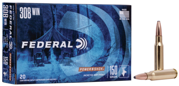 Federal Premium Power-Shok .308 Winchester 150 Grain Jacketed Soft Point Centerfire Rifle Ammunition