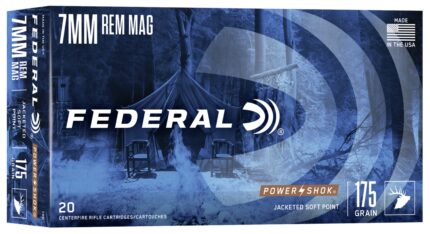 Federal Premium Power-Shok 7mm Magnum 175 Grain Jacketed Soft Point Centerfire Rifle Ammunition