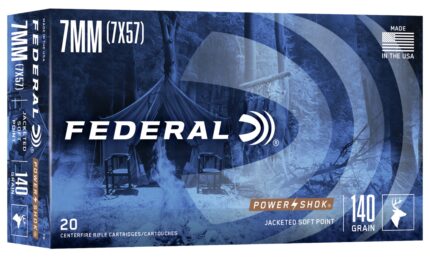 Federal Premium Power-Shok 7x57mm Mauser 140 Grain Jacketed Soft Point Centerfire Rifle Ammunition
