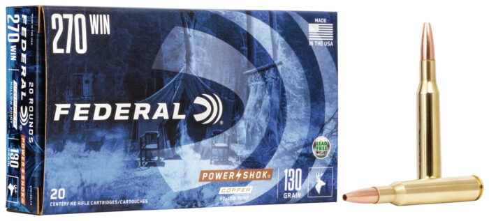 Federal Premium Power-Shok Copper .270 Winchester 130 Grain Copper Hollow Point Centerfire Rifle Ammunition