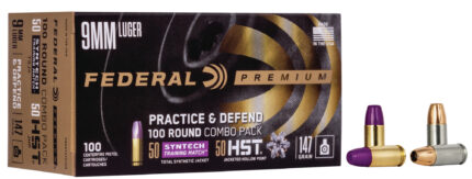 Federal Premium Practice & Defend 9mm Luger 147 Grain HST JHP/Syntech TSJ Centerfire Pistol Ammunition