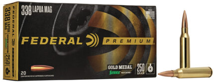 Federal Premium SIERRA MATCHKinG BTHP .338 Lapua Magnum 250 Grain Sierra MatchKing Boat Tail Hollow Point Centerfire Rifle Ammunition