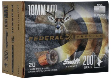 Federal Premium Swift A-Frame 10mm Auto 200 Grain Swift A-Frame Nickel Plated Brass Cased Centerfire Pistol Ammunition