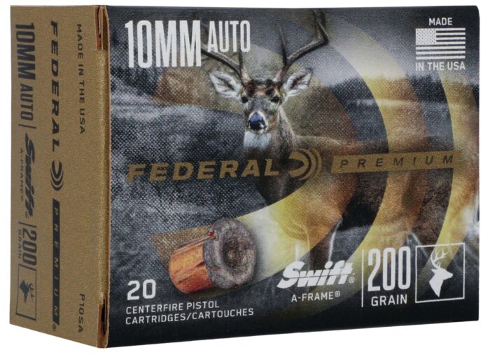 Federal Premium Swift A-Frame 10mm Auto 200 Grain Swift A-Frame Nickel Plated Brass Cased Centerfire Pistol Ammunition