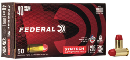 Federal Premium Syntech Action Pistol 40 S&W 205 Grain Syntech Jacket Flat Nose Centerfire Pistol Ammunition